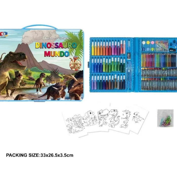 Estojo Maleta Pintura Infantil Kit pintura 24peças a 150 peças Canetinhas Giz Lápis Cores e Tamanhos Variados